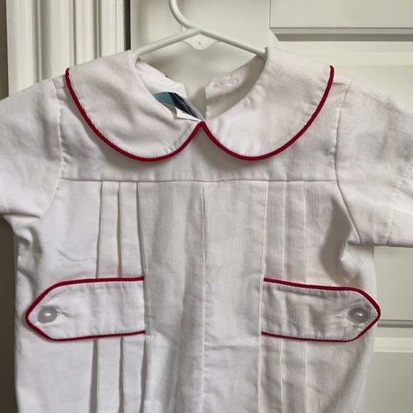 Corduroy Cream & Red Jon Jon (new) - Picture 2 of 5